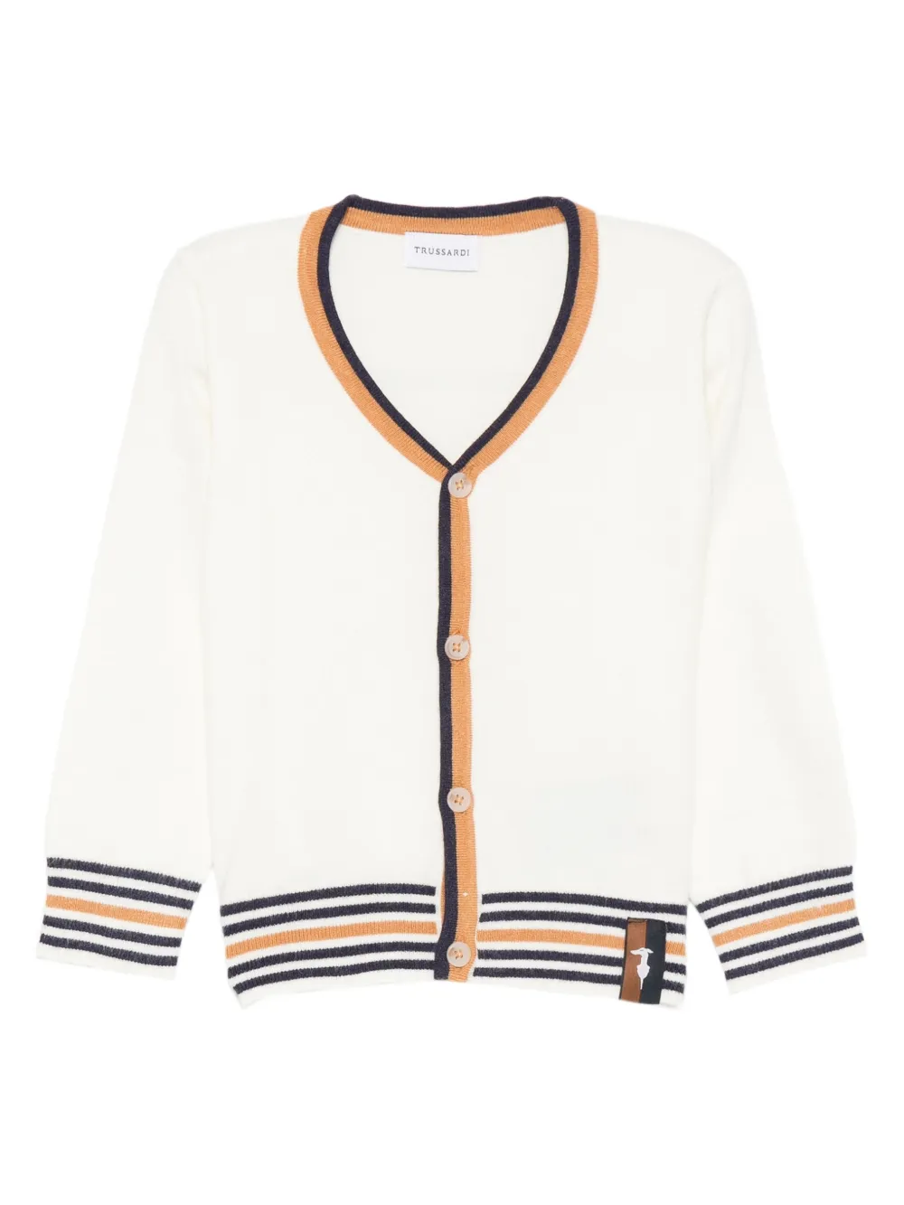 Кардиган с отделкой в полоску Trussardi Junior, белый
Кардиган с отделкой в полоску Trussardi Junior, белый