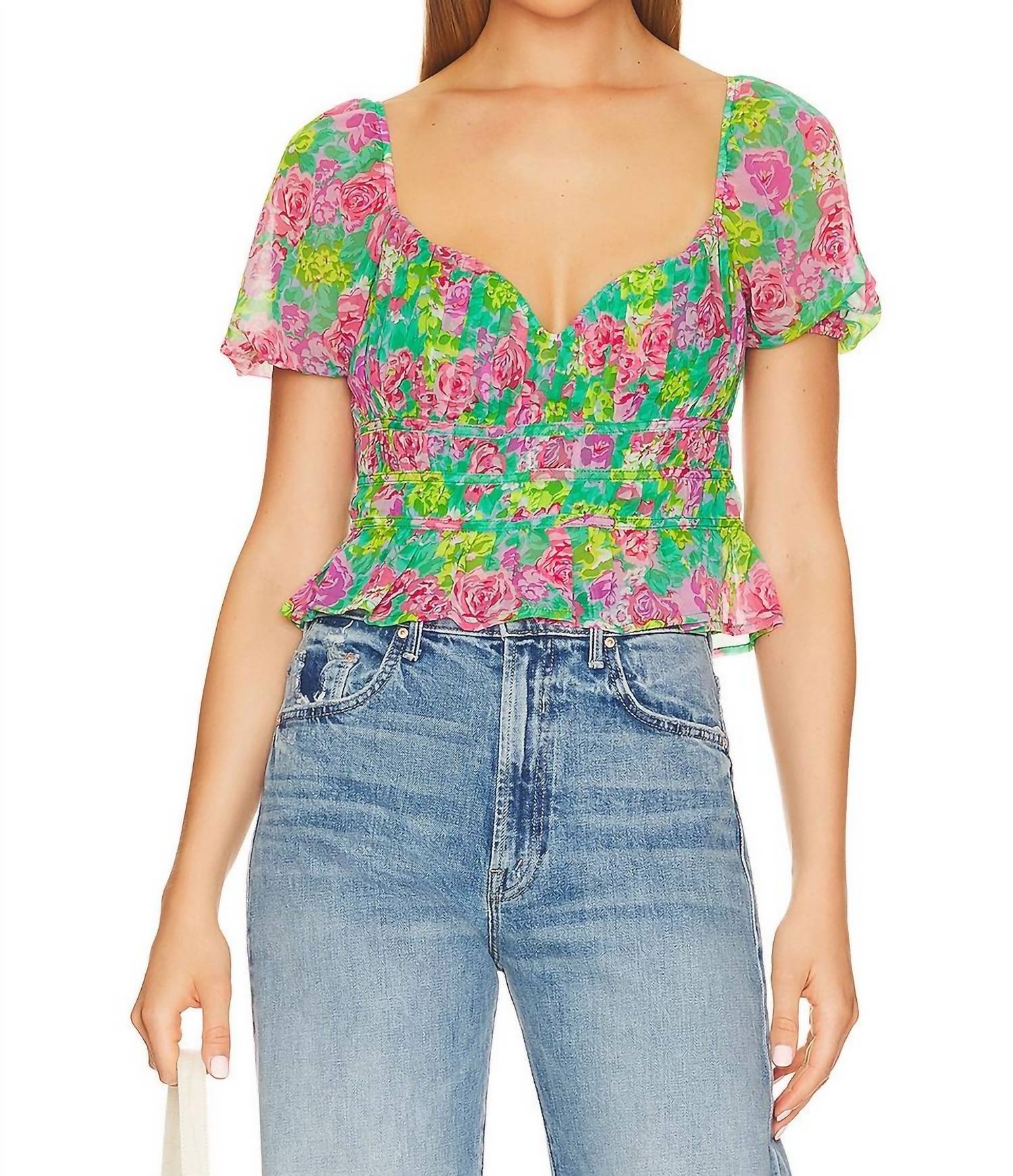 Топ Leigh в зеленом и розовом цветах ASTR
Топ Leigh в зеленом и розовом цветах ASTR