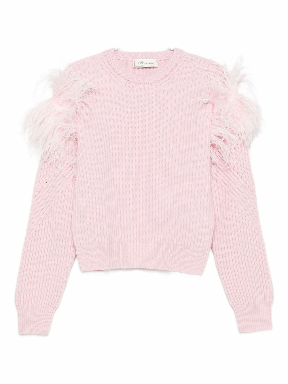 Ребристый свитер с перьями BLUMARINE, розовый 
Ребристый свитер с перьями BLUMARINE, розовый