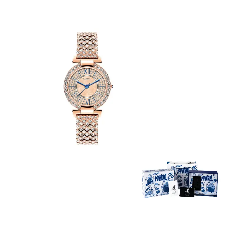 KANGOL Часы женские с металлическим ремешком, кварцевый механизм, серебристый циферблат, коллекция с искрящимися стразами
KANGOL Часы женские с металлическим ремешком, кварцевый механизм, серебристый циферблат, коллекция с искрящимися стразами