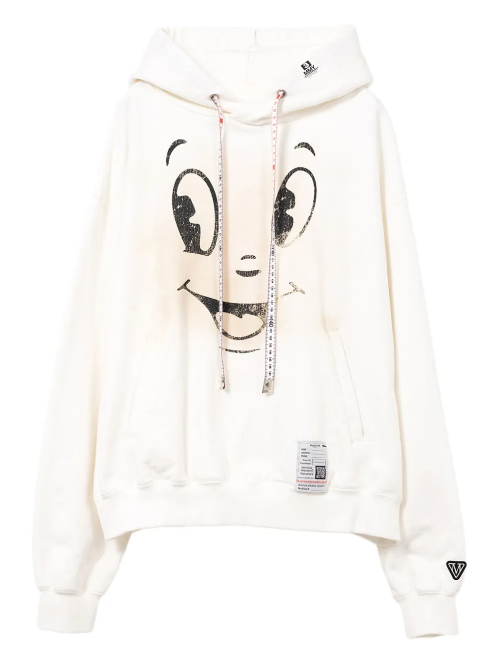 Худи с принтом Happy Face Maison Mihara Yasuhiro, белый 
Худи с принтом Happy Face Maison Mihara Yasuhiro, белый