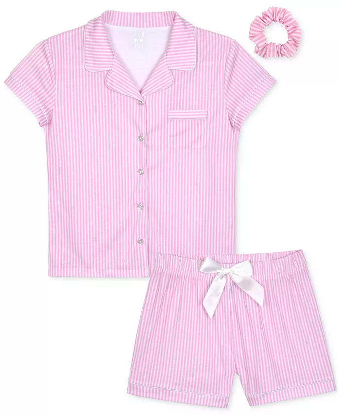 Пижамный комплект для девочек постарше с полосками, топ на пуговицах и шорты, 3 предмета, с резинкой для волос Max & Olivia, розовый
Пижамный комплект для девочек постарше с полосками, топ на пуговицах и шорты, 3 предмета, с резинкой для волос Max & Olivia, розовый