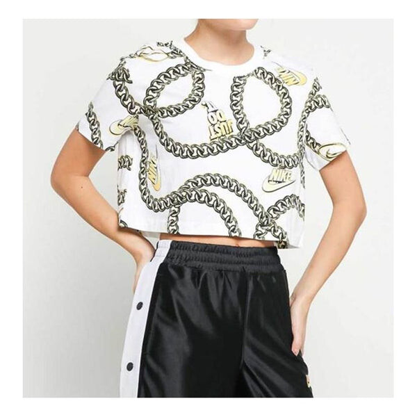 Футболка с крупным золотым принтом с коротким рукавом Nike, белый
Футболка с крупным золотым принтом с коротким рукавом Nike, белый