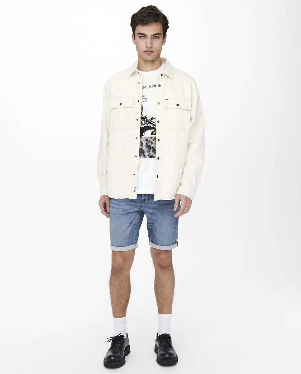 Синие мужские джинсовые шорты Only & Sons, светло-голубой
Синие мужские джинсовые шорты Only & Sons, светло-голубой