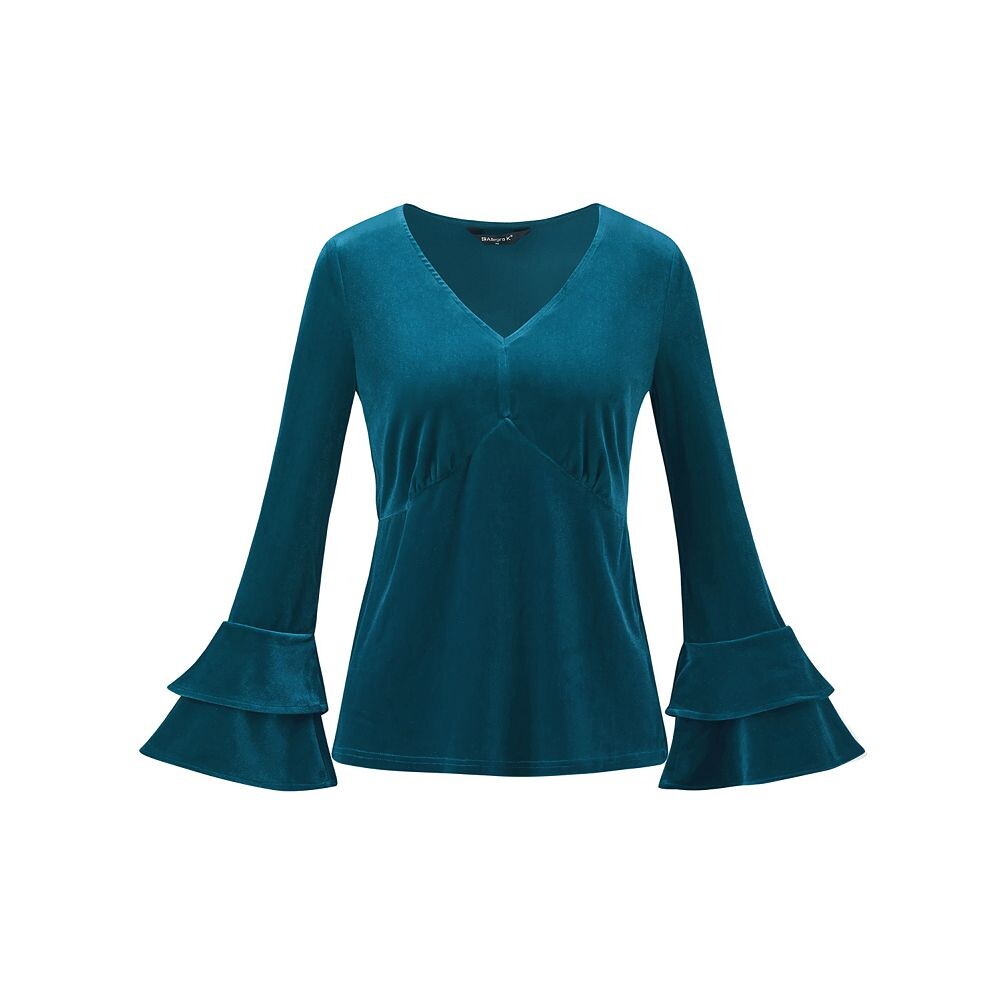 Женская бархатная блузка с V-образным вырезом и расклешенным топом с баской и длинными рукавами ALLEGRA K, цвет Peacock Blue
Женская бархатная блузка с V-образным вырезом и расклешенным топом с баской и длинными рукавами ALLEGRA K, цвет Peacock Blue