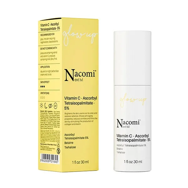 Сывороточный аскорбил тераизопальмитат витамина С 5% Glow Up Nacomi, 30 ml
Сывороточный аскорбил тераизопальмитат витамина С 5% Glow Up Nacomi, 30 ml