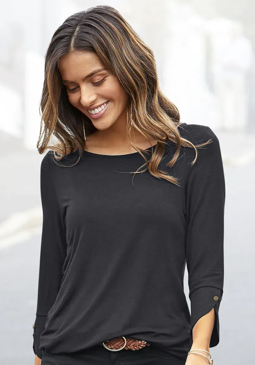 Рубашка Vivance с рукавом 3/4, модными манжетами и золотистыми пуговицами, цвет морской волны
Рубашка Vivance с рукавом 3/4, модными манжетами и золотистыми пуговицами, цвет морской волны