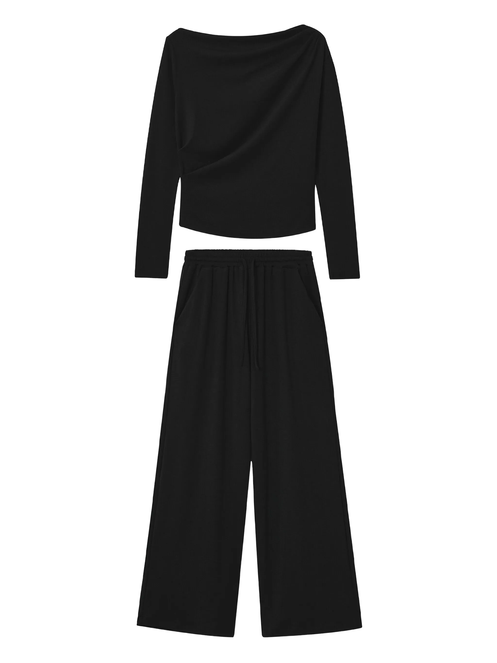 Комплект из топа и брюк с драпировкой B+Ab, черный
Комплект из топа и брюк с драпировкой B+Ab, черный