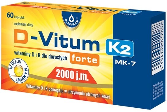 Олеофарм, D-vitum Форте 2000 МЕ К2 МК-7, 60 капсул
Олеофарм, D-vitum Форте 2000 МЕ К2 МК-7, 60 капсул
