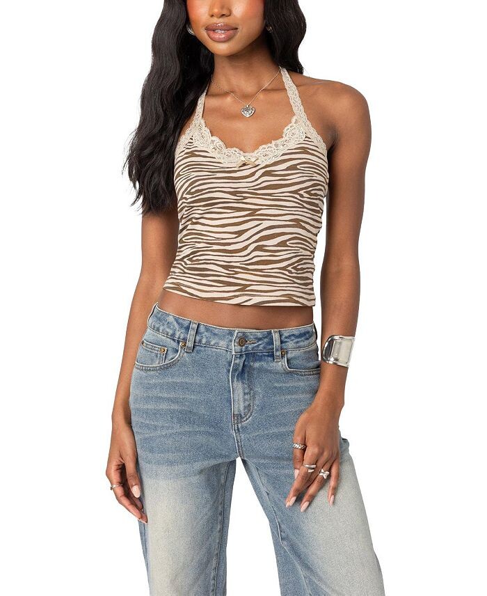 Топ Edikted с принтом зебры через шею и бретельками, мультиколор
Топ Edikted с принтом зебры через шею и бретельками, мультиколор