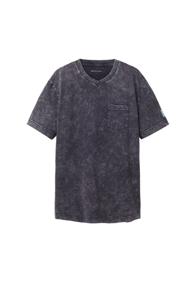 Футболка с коротким рукавом V-образным вырезом и нагрудным карманом. Tom Tailor, синий 
Футболка с коротким рукавом V-образным вырезом и нагрудным карманом. Tom Tailor, синий