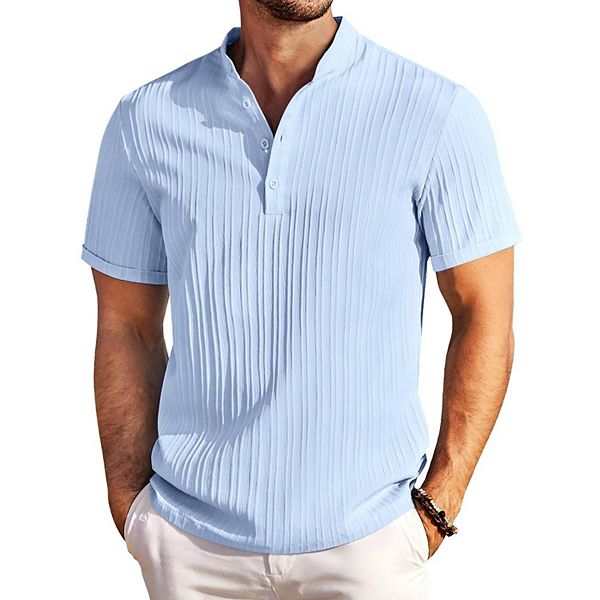 Мужская хлопковая льняная рубашка хенли с коротким рукавом Coofandy, Light Blue
Мужская хлопковая льняная рубашка хенли с коротким рукавом Coofandy, Light Blue