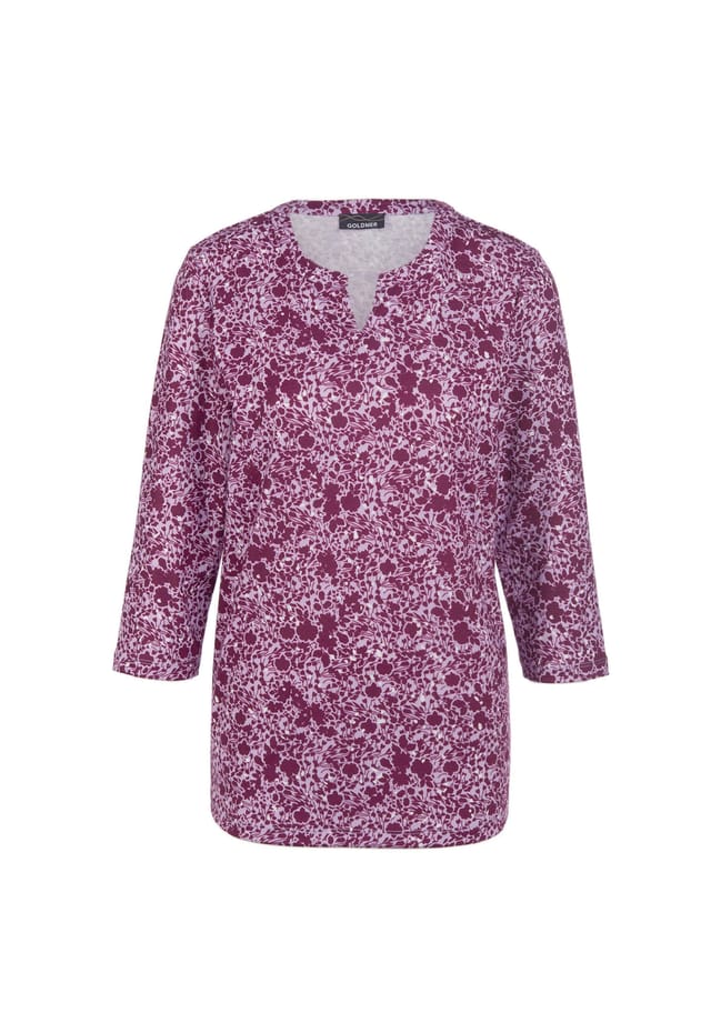 Короткий размер: рубашка с изысканным принтом и рукавами 3/4. Goldner, мультиколор 
Короткий размер: рубашка с изысканным принтом и рукавами 3/4. Goldner, мультиколор