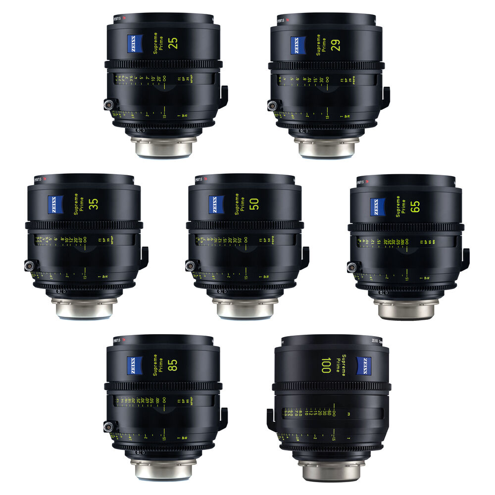 Комплект объективов ZEISS Supreme Prime 7: 25, 29, 35, 50, 65, 85, 100 мм (на ножках, крепление PL)
Комплект объективов ZEISS Supreme Prime 7: 25, 29, 35, 50, 65, 85, 100 мм (на ножках, крепление PL)