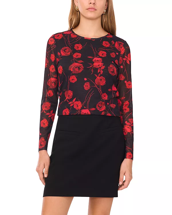Топ с длинными рукавами и цветочным принтом из сетчатой ткани 1.State, черный
Топ с длинными рукавами и цветочным принтом из сетчатой ткани 1.State, черный