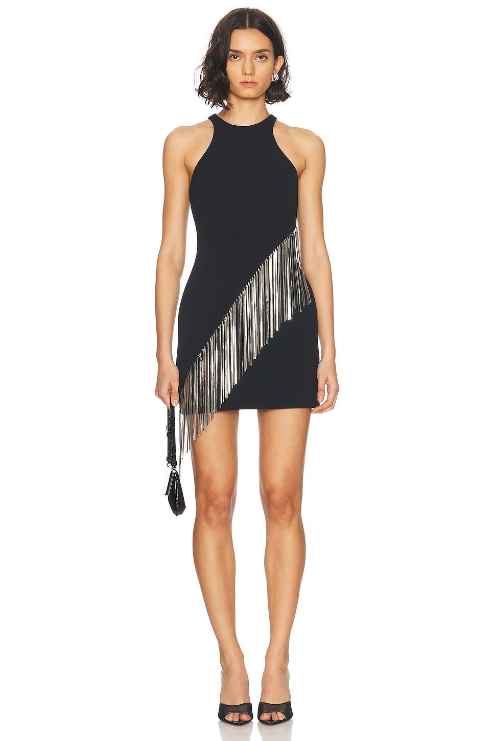 Мини-платье с бахромой и металлизированной цепочкой David Koma, Black & Silver
Мини-платье с бахромой и металлизированной цепочкой David Koma, Black & Silver