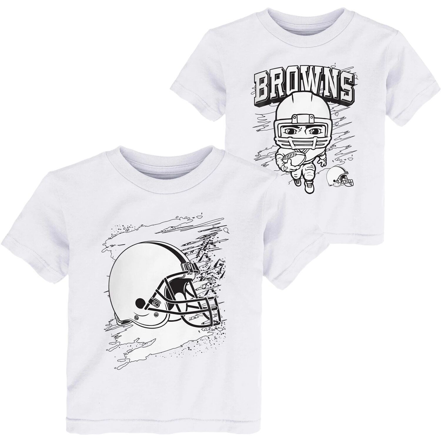Набор из двух белых футболок Cleveland Browns Coloring Activity для малышей Outerstuff 
Набор из двух белых футболок Cleveland Browns Coloring Activity для малышей Outerstuff