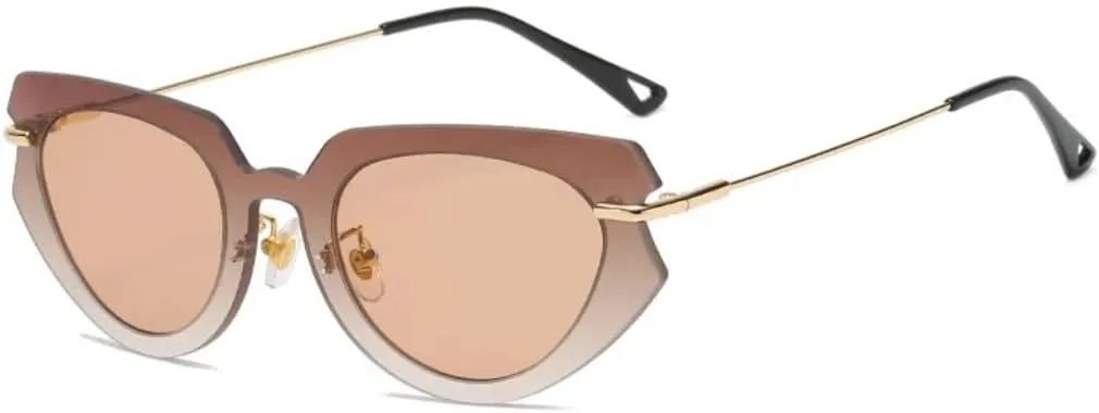 Женские солнцезащитные очки «кошачий глаз» без оправы, цельная прозрачная оправа с градиентным переходом цвета, защита от УФ-излучения UV400 TVTBBVV, Tea
Женские солнцезащитные очки «кошачий глаз» без оправы, цельная прозрачная оправа с градиентным переходом цвета, защита от УФ-излучения UV400 TVTBBVV, Tea