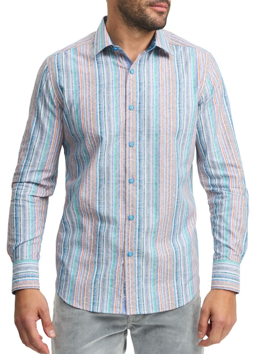 Полосатая тканая рубашка Тайсона Robert Graham, синий мульти
Полосатая тканая рубашка Тайсона Robert Graham, синий мульти