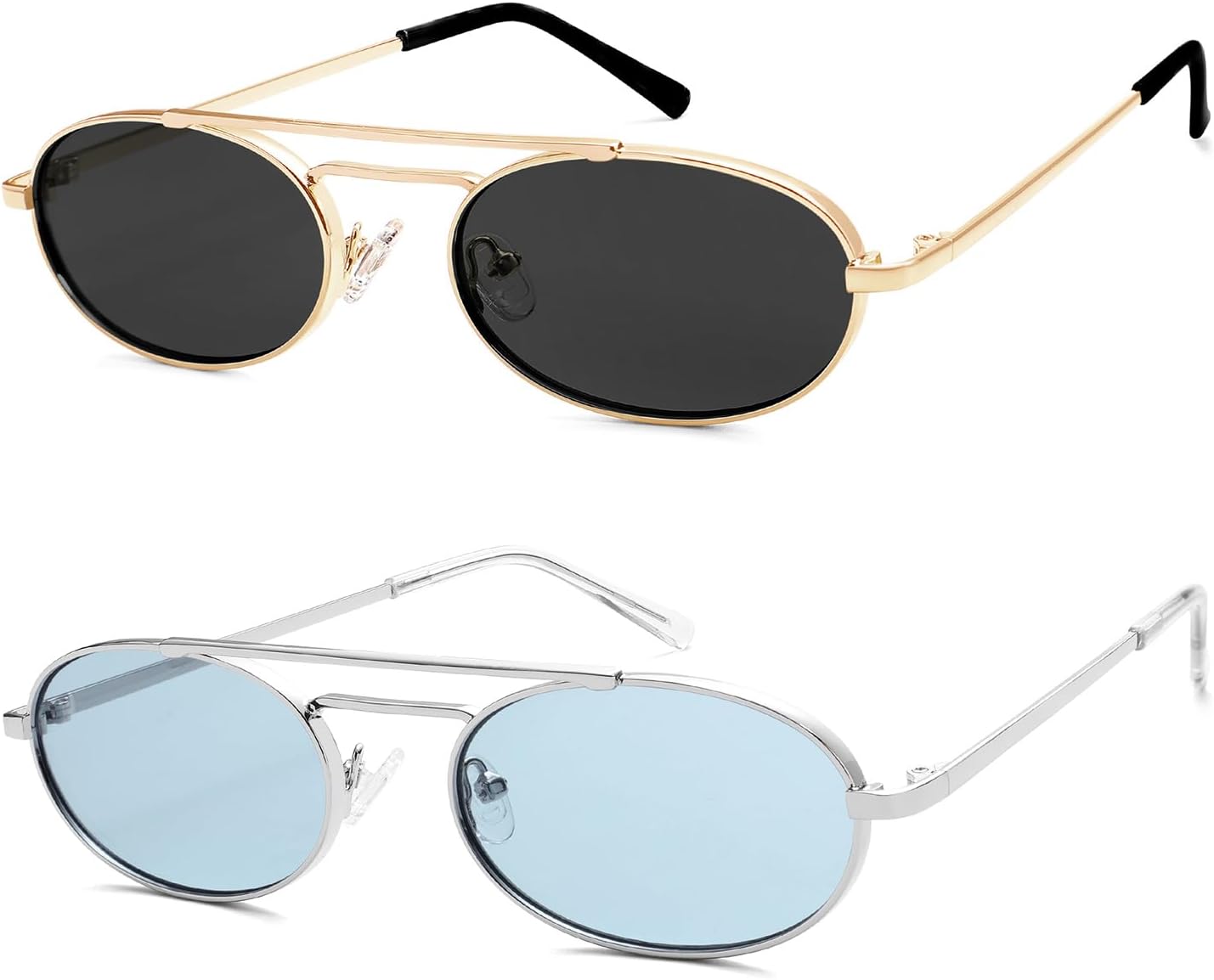 Овальные модные ретро-солнцезащитные очки с двойной перемычкой для женщин и мужчин, 90-е годы, узкие винтажные маленькие солнцезащитные очки AR81048 HERJOUR, Gold/Black+silver/Blue
Овальные модные ретро-солнцезащитные очки с двойной перемычкой для женщин и мужчин, 90-е годы, узкие винтажные маленькие солнцезащитные очки AR81048 HERJOUR, Gold/Black+silver/Blue