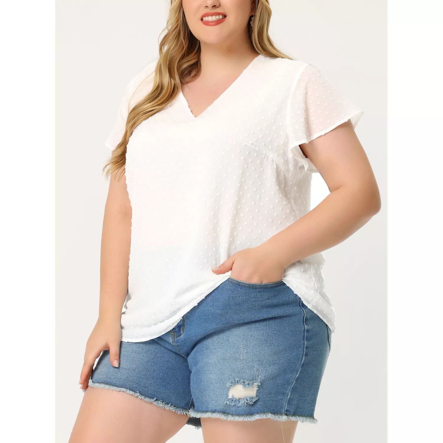 Женская блузка больших размеров с расклешенными рукавами и V-образным вырезом, топы в швейцарский горошек Agnes Orinda, розовый
Женская блузка больших размеров с расклешенными рукавами и V-образным вырезом, топы в швейцарский горошек Agnes Orinda, розовый