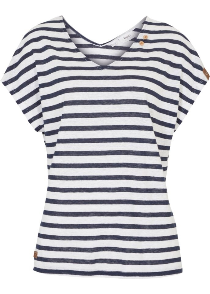 Льняная рубашка с рукавами «летучая мышь» и v-образным вырезом Bpc Bonprix Collection, синий 
Льняная рубашка с рукавами «летучая мышь» и v-образным вырезом Bpc Bonprix Collection, синий