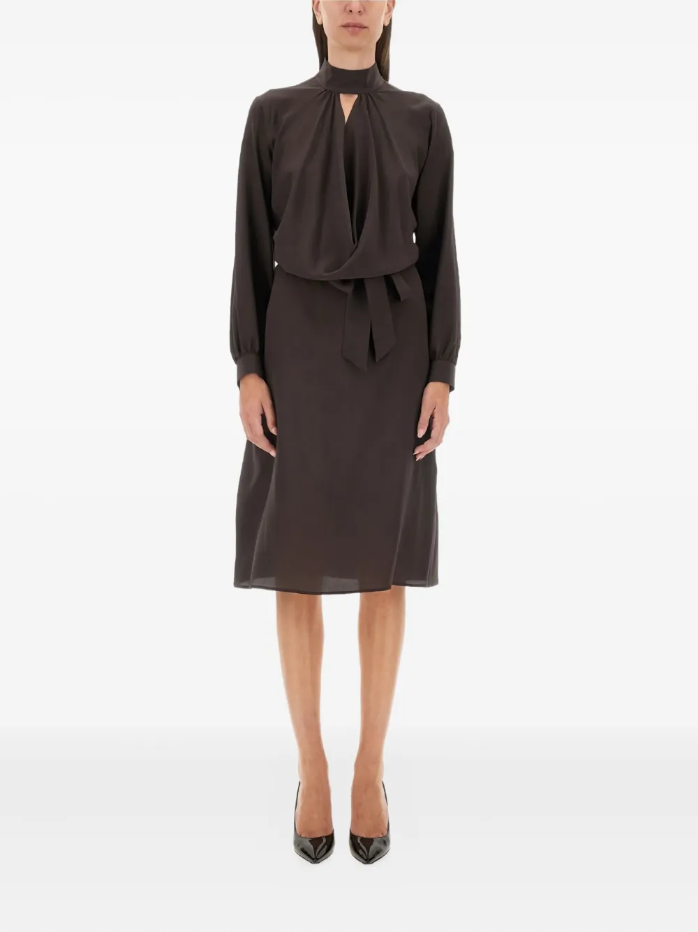 Шелковое платье миди Kiton, коричневый
Шелковое платье миди Kiton, коричневый