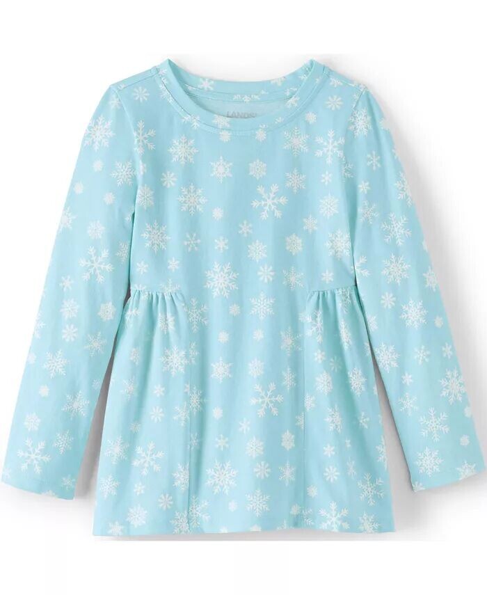 Топ-туника с длинными рукавами для девочек Lands' End, зеленый 
Топ-туника с длинными рукавами для девочек Lands' End, зеленый