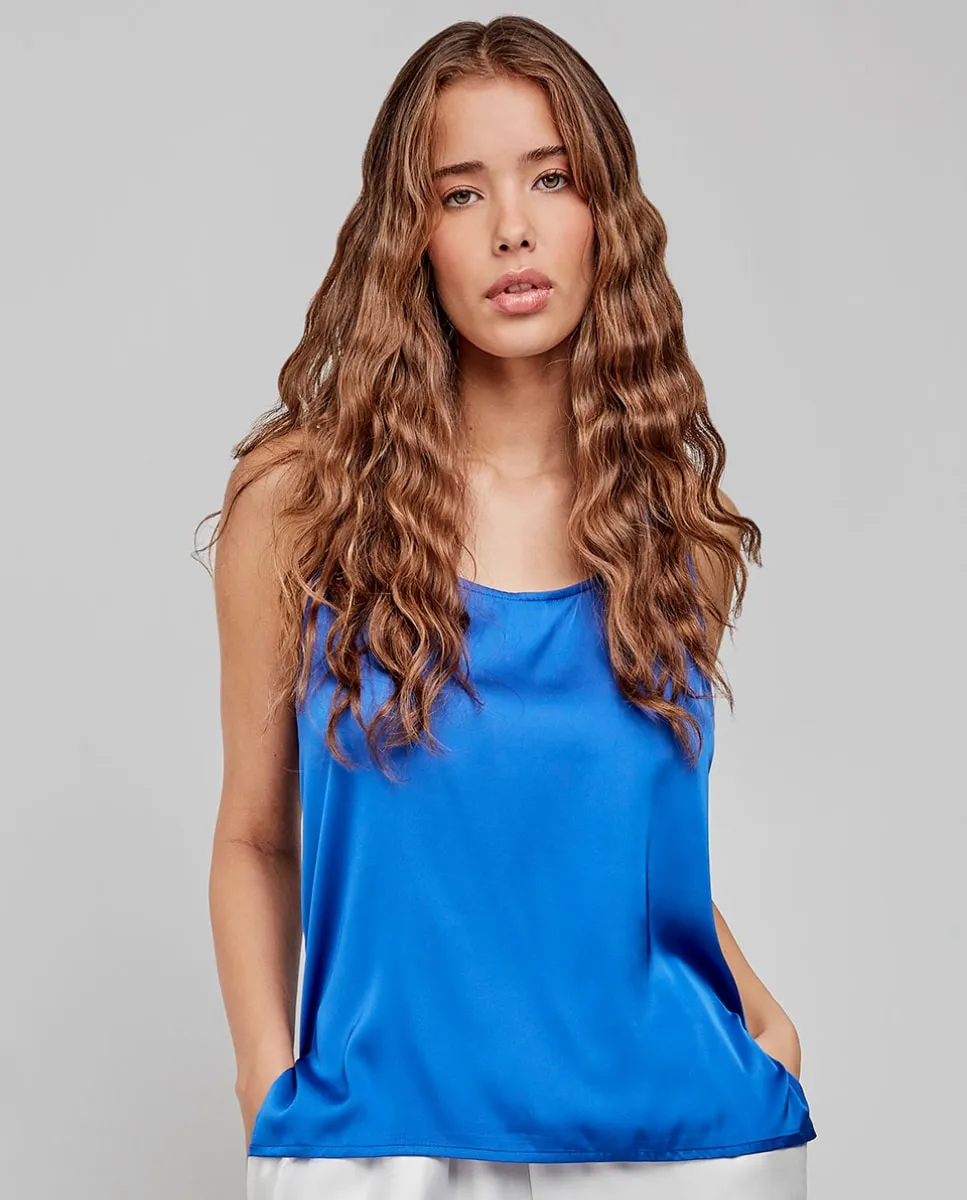 Однотонная майка из атласной ткани Gisela, синий
Однотонная майка из атласной ткани Gisela, синий