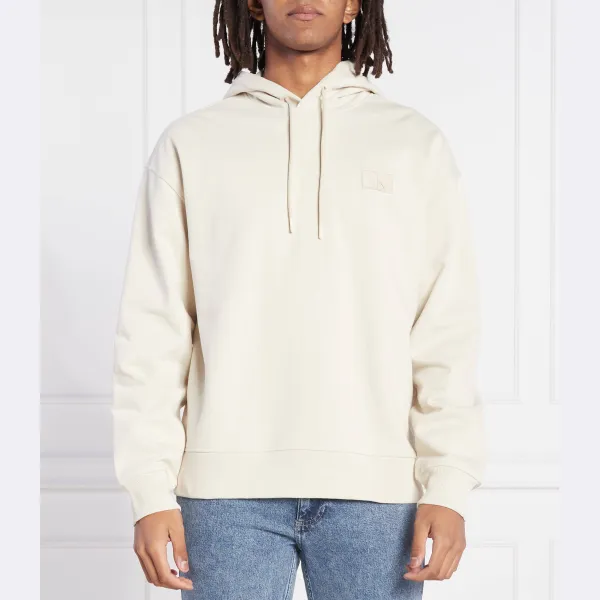 Толстовка обычного кроя с укороченной нашивкой Calvin Klein, бежевый