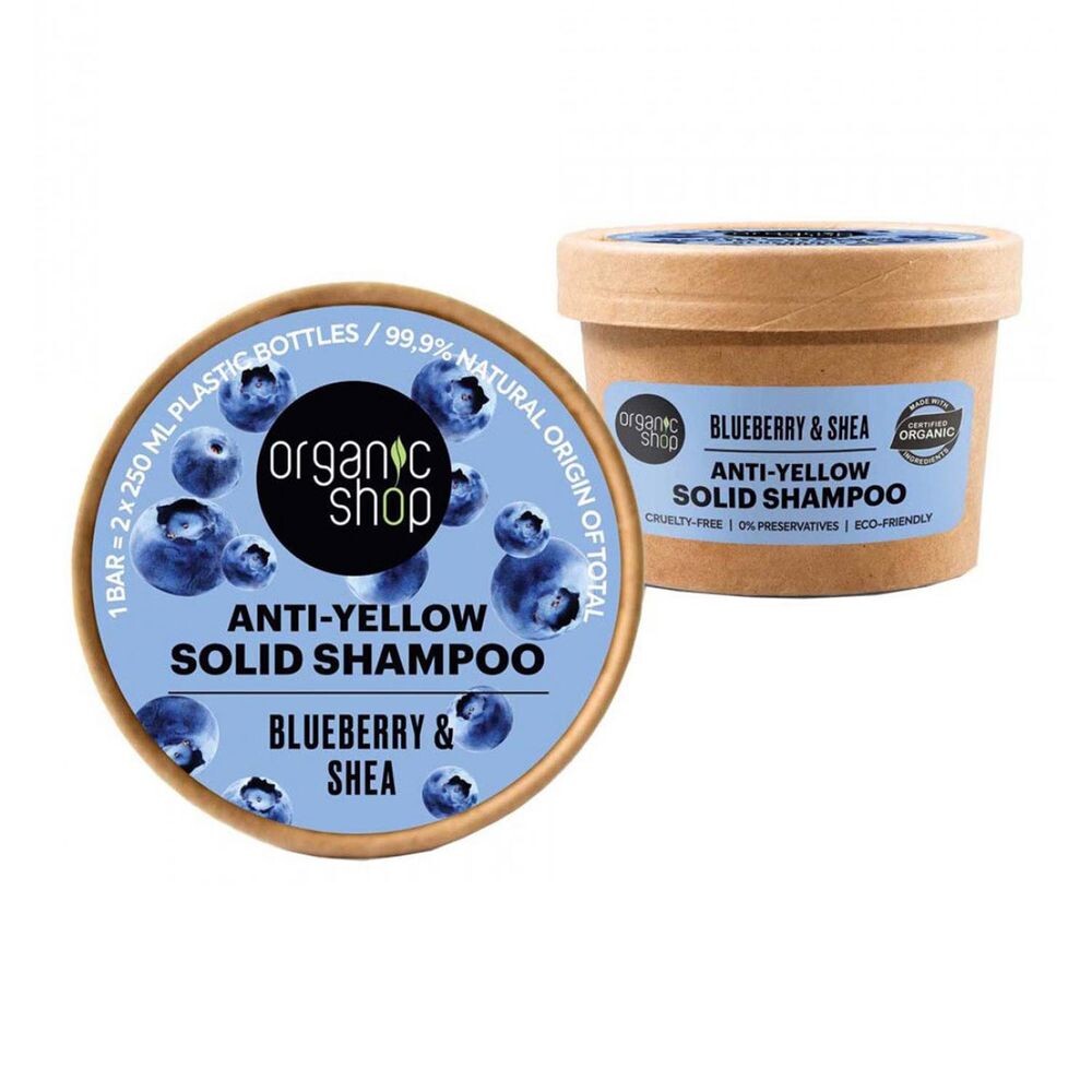 Твердый шампунь Champú Sólido Antiamarillo Arándano Azul Y Karité Organic Shop, 60 гр
Твердый шампунь Champú Sólido Antiamarillo Arándano Azul Y Karité Organic Shop, 60 гр