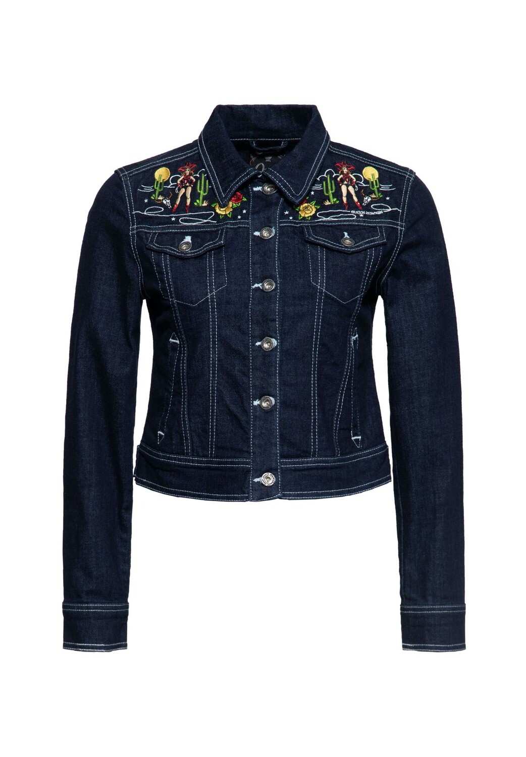 Джинсовая куртка с винтажной вышивкой в стиле вестерн QUEEN KEROSIN, цвет Denim
Джинсовая куртка с винтажной вышивкой в стиле вестерн QUEEN KEROSIN, цвет Denim