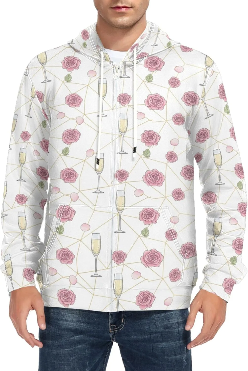 Мужской худи с полной молнией Champagne Roses с длинными рукавами и карманом CUPADA
Мужской худи с полной молнией Champagne Roses с длинными рукавами и карманом CUPADA