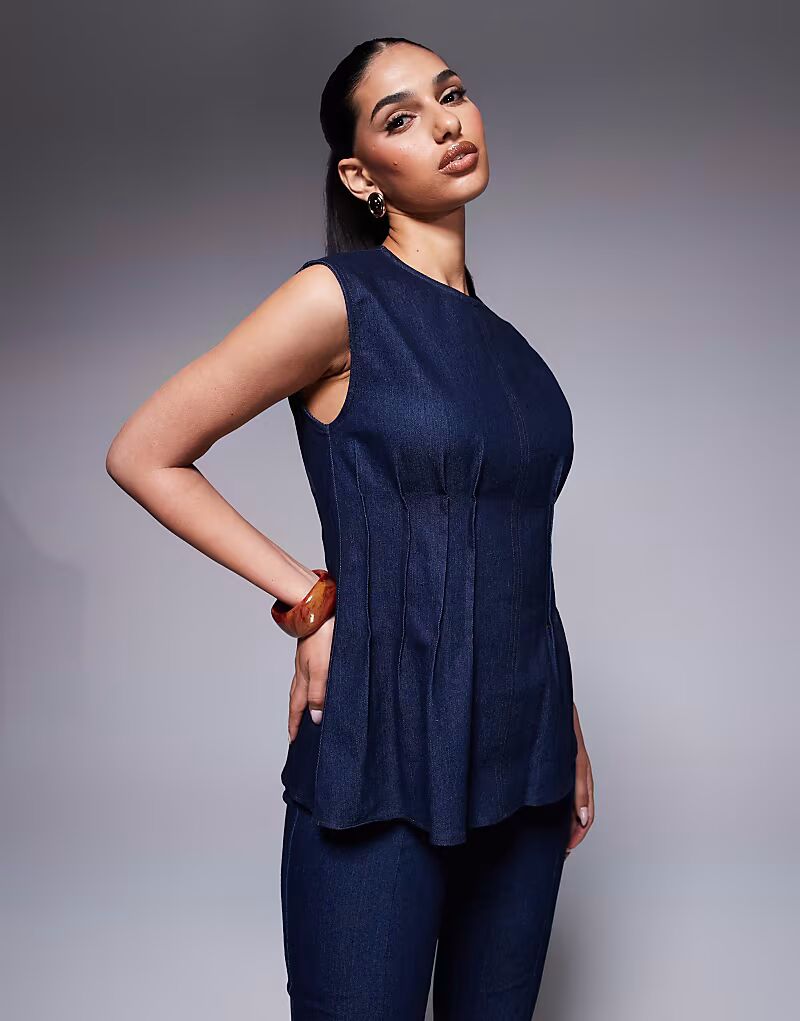 Джинсовый топ с защипами темно-синего цвета River Island
Джинсовый топ с защипами темно-синего цвета River Island