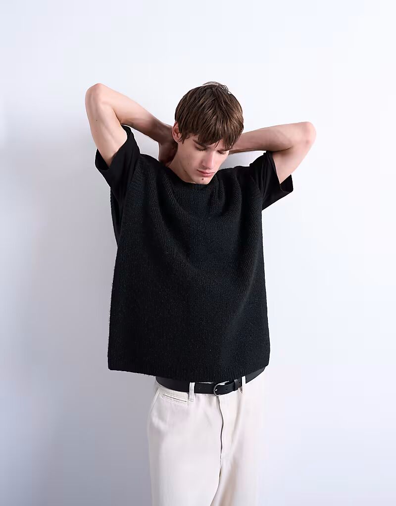 Трикотажный жилет свободного кроя с круглым вырезом черного цвета Topman
Трикотажный жилет свободного кроя с круглым вырезом черного цвета Topman