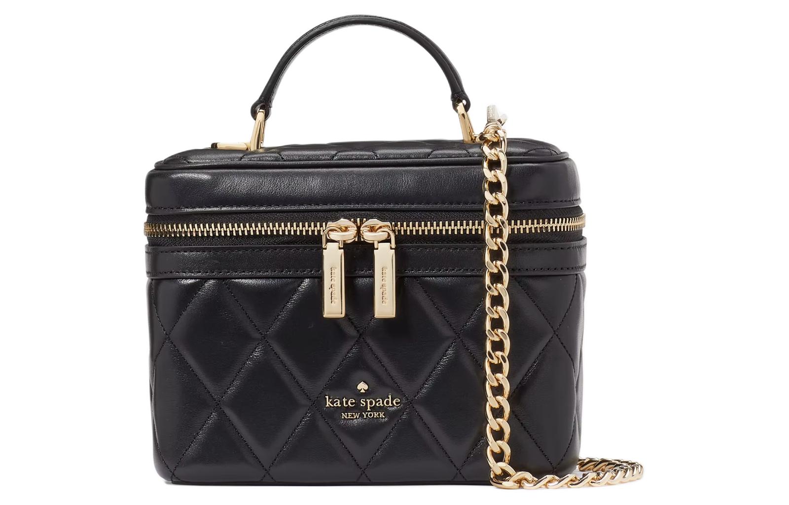 Kate Spade Гладкая стеганая кожаная женская сумка через плечо черная 
Kate Spade Гладкая стеганая кожаная женская сумка через плечо черная