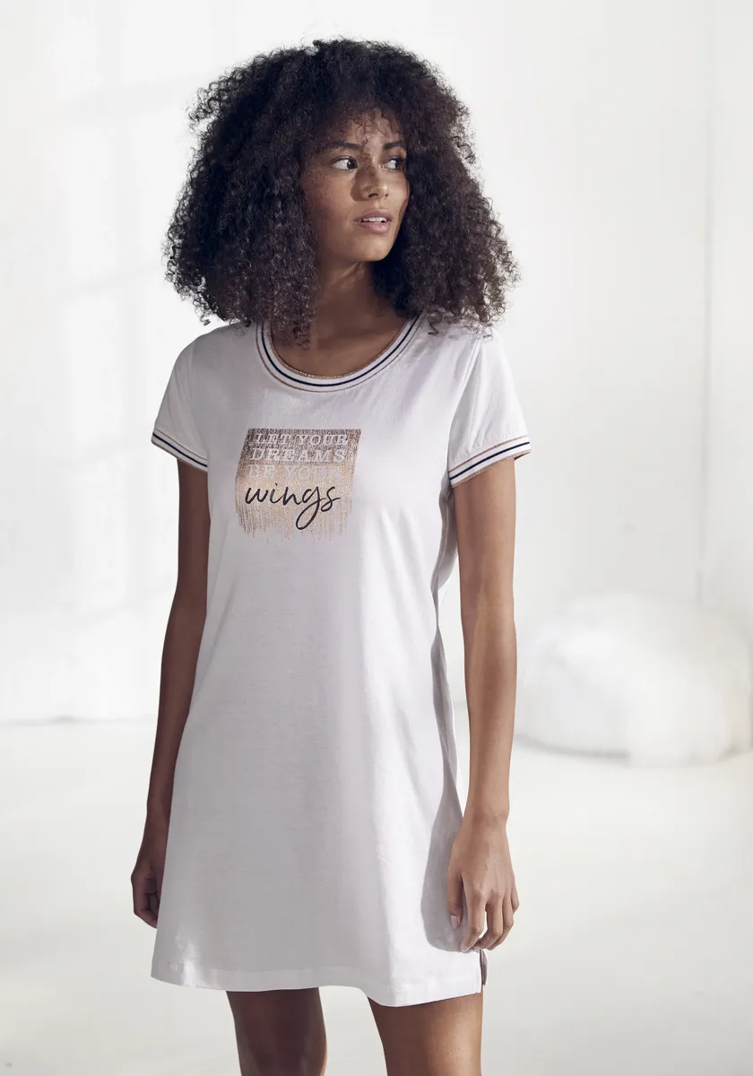 Ночная рубашка Vivance Dreams с эффектным принтом, белый
Ночная рубашка Vivance Dreams с эффектным принтом, белый