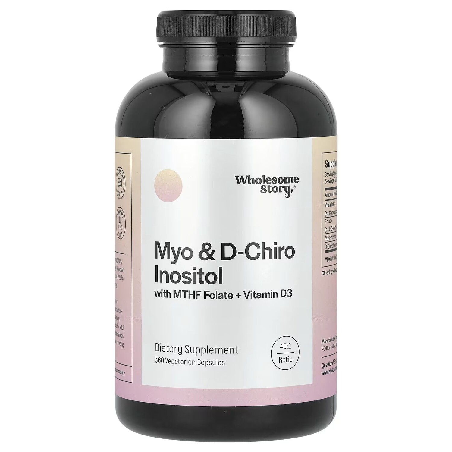 Myo & D-Chiro инозитол с MTHF фолатом + витамин D3, 360 вегетарианских капсул Wholesome Story
Myo & D-Chiro инозитол с MTHF фолатом + витамин D3, 360 вегетарианских капсул Wholesome Story