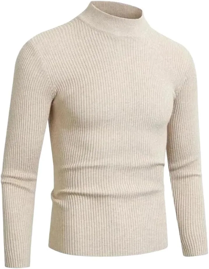 Длинный свитер с высоким воротником и полосками
Длинный свитер с высоким воротником и полосками