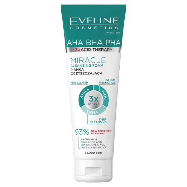 Очищающая пенка для умывания лица, 140 мл Eveline Cosmetics 3Xacid
Очищающая пенка для умывания лица, 140 мл Eveline Cosmetics 3Xacid