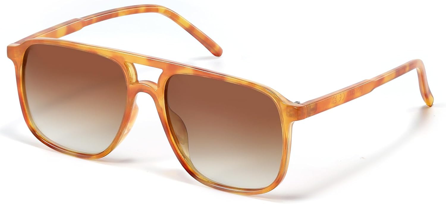 Ретро классические солнцезащитные очки-авиаторы квадратной формы для женщин и мужчин, винтажные, в стиле 70-х, с двойной перемычкой, увеличенного размера, поляризованные Foliful, C1-yellow Leopard Frame Gradient Brown
Ретро классические солнцезащитные очки-авиаторы квадратной формы для женщин и мужчин, винтажные, в стиле 70-х, с двойной перемычкой, увеличенного размера, поляризованные Foliful, C1-yellow Leopard Frame Gradient Brown