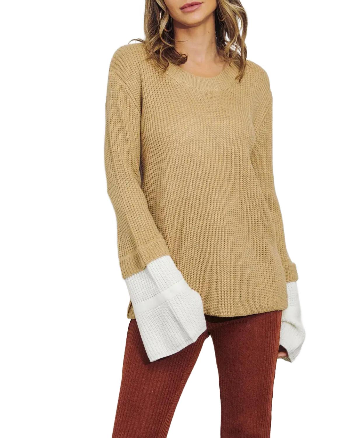 Многослойный вязаный свитер с рукавами в бежевом цвете J.NNA
Многослойный вязаный свитер с рукавами в бежевом цвете J.NNA