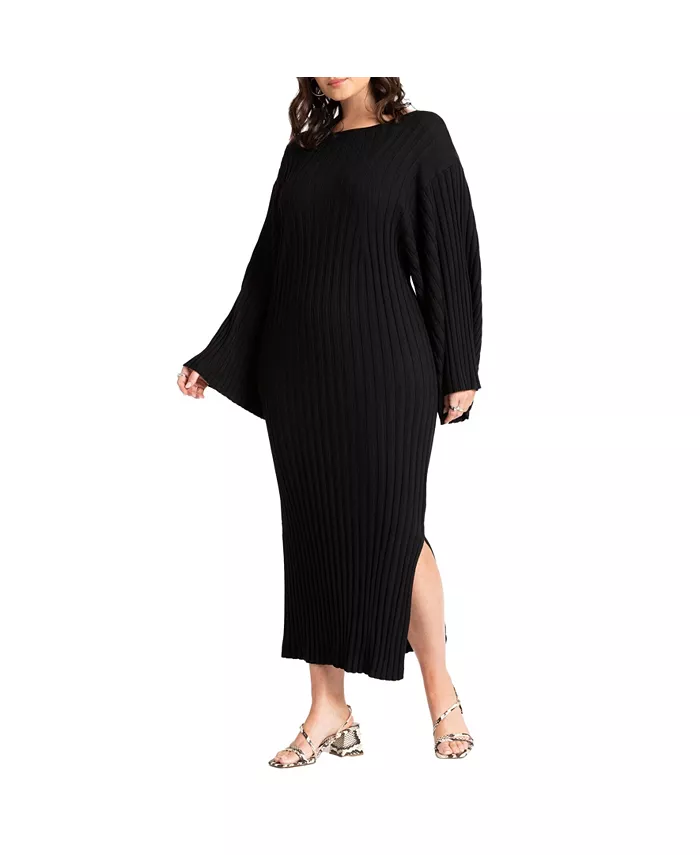 Женское платье-свитер макси с широкими рукавами ELOQUII, черный
Женское платье-свитер макси с широкими рукавами ELOQUII, черный