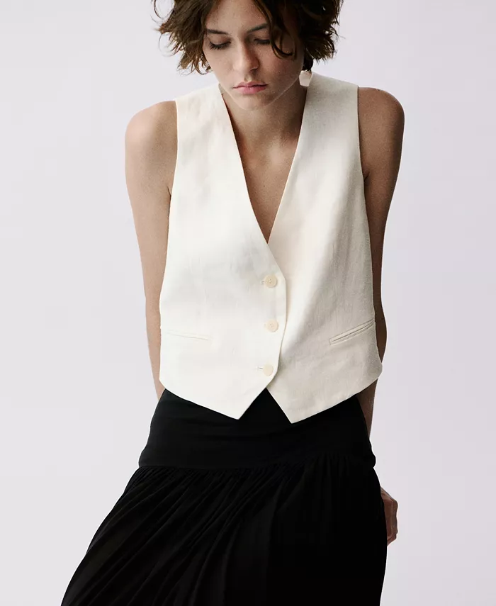 Женский льняной жилет-костюм MANGO, белый
Женский льняной жилет-костюм MANGO, белый