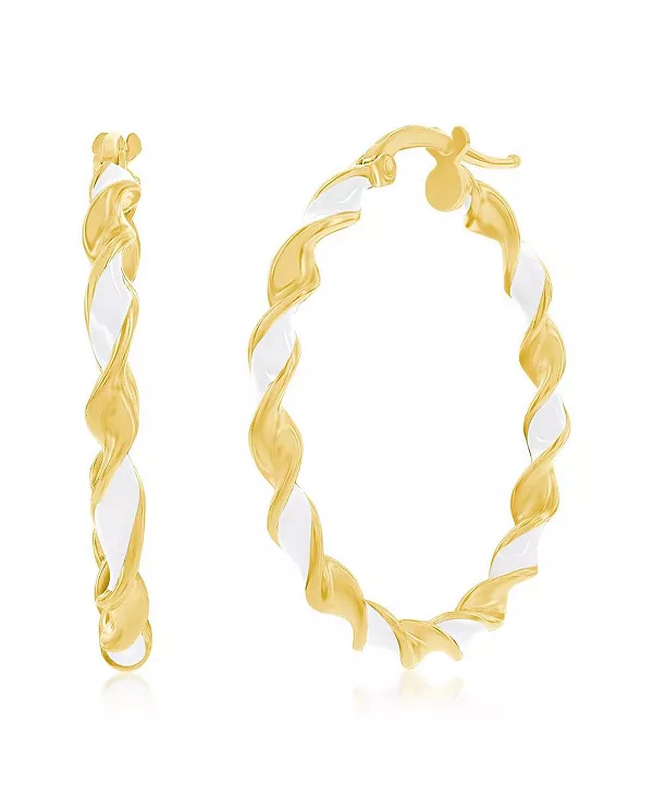 Позолоченные серьги-кольца из стерлингового серебра с эмалью, 30 мм Simona, white
Позолоченные серьги-кольца из стерлингового серебра с эмалью, 30 мм Simona, white