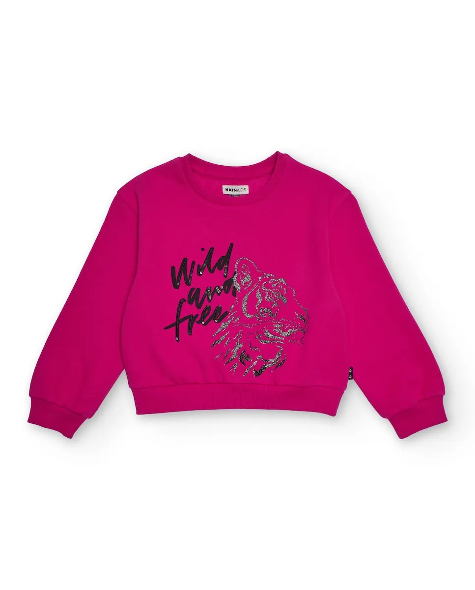 Фуксиевая толстовка для девочки с принтом тигра и надписью Tuc tuc, розовый
Фуксиевая толстовка для девочки с принтом тигра и надписью Tuc tuc, розовый