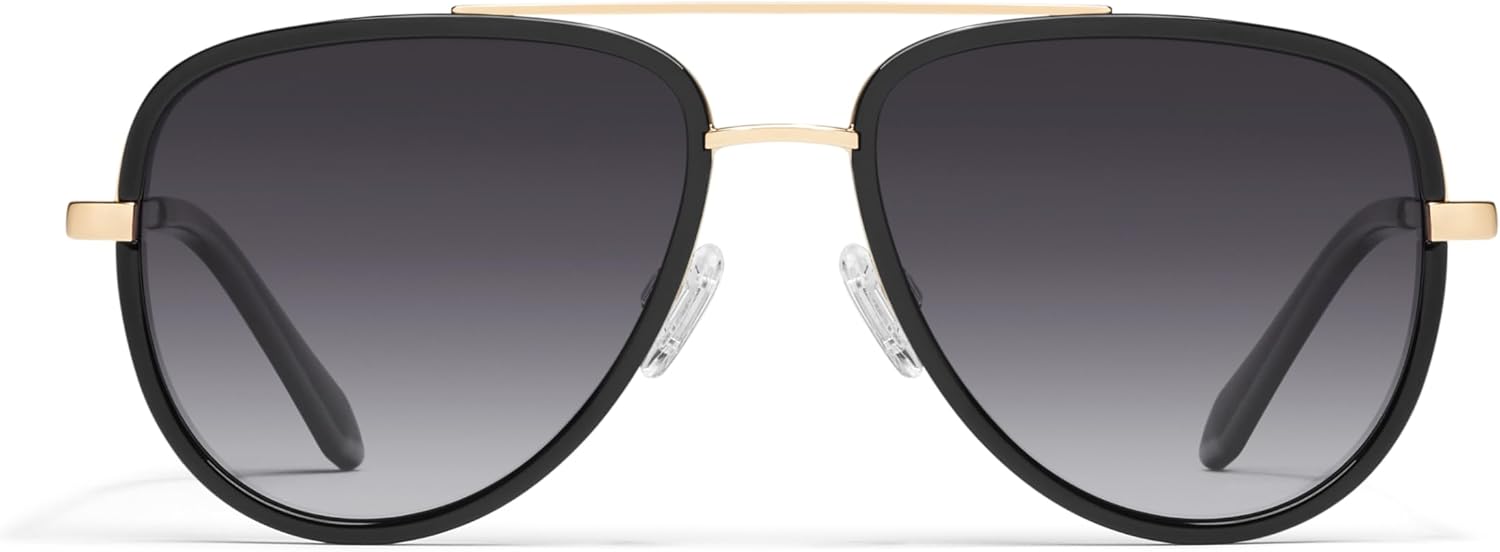 QUAY - Солнцезащитные очки для мужчин и женщин, модель «Авиатор» среднего размера, линзы с защитой от УФ-излучения (All In, глянцевый черный с золотистым/дымчатым градиентом), Shiny Black Gold/Smoke Fade
QUAY - Солнцезащитные очки для мужчин и женщин, модель «Авиатор» среднего размера, линзы с защитой от УФ-излучения (All In, глянцевый черный с золотистым/дымчатым градиентом), Shiny Black Gold/Smoke Fade