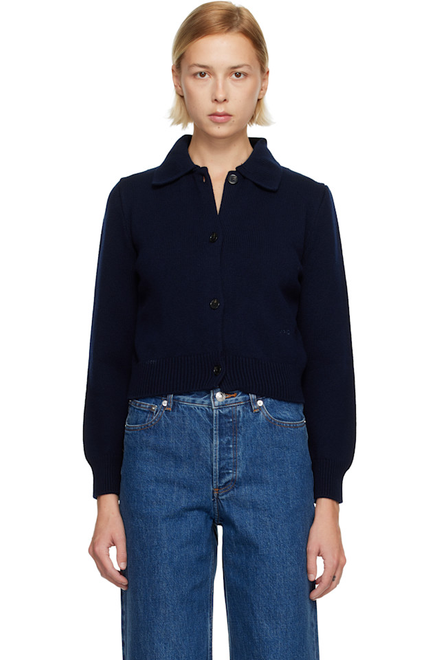 A.P.C. Темно-Синий кардиган с воротником-поло
A.P.C. Темно-Синий кардиган с воротником-поло