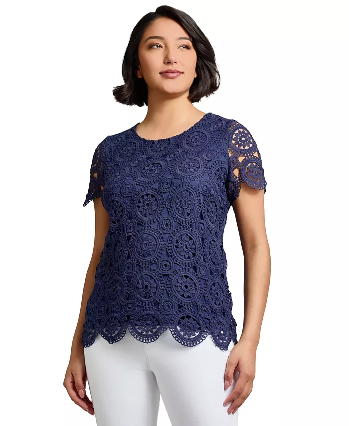 Укороченная кружевная футболка Jones New York, синий
Укороченная кружевная футболка Jones New York, синий