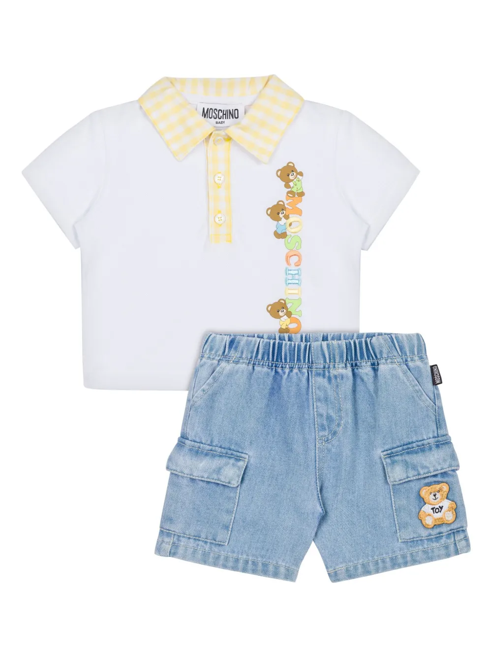 Комплект Teddy Bear из футболки и шортов Moschino Kids, белый
Комплект Teddy Bear из футболки и шортов Moschino Kids, белый